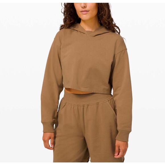 Lululemon Tops - LULULEMON LA All Yours Cropped Hoodie Women 8 Frontier Tan Brown Pullover Lounge